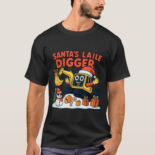 Christmas Excavator Santa Digger Funny Holiday  T-shirt (Voorkant)