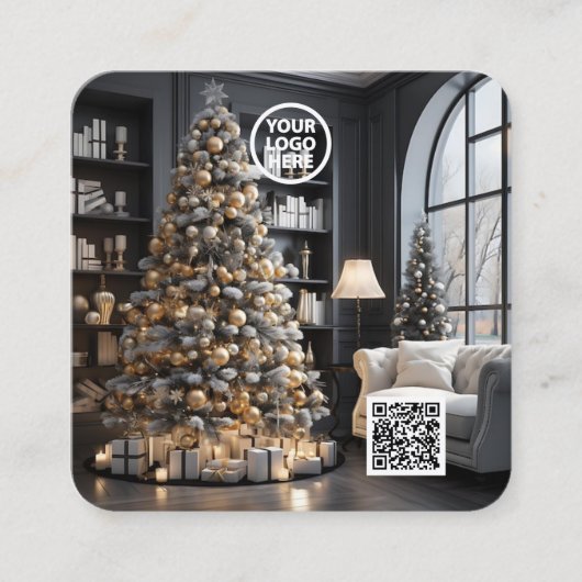Christmas Executive Real Estate Foto QR-code Vierkante Visitekaartje (Voorkant)