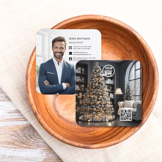 Christmas Executive Real Estate Foto QR-code Vierkante Visitekaartje