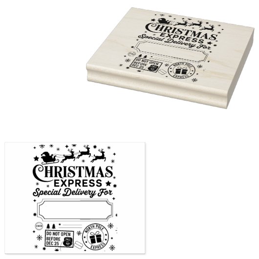 Christmas Express Special Delivery Santa Rubberstempel (Gestempeld)