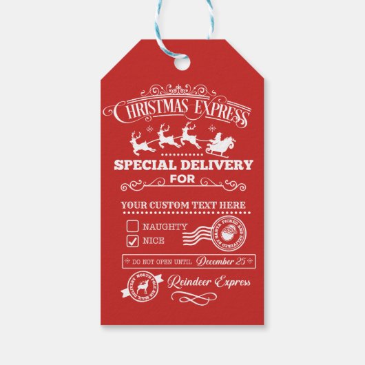 Christmas Express Speciale levering NAUGHTY NICE Cadeaulabel (Achterkant)