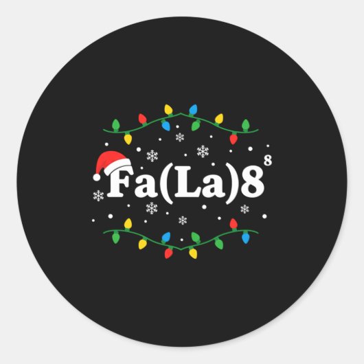 Christmas Fa(la) 8 Funny Caroling Lights Santa Hat Ronde Sticker (Voorkant)