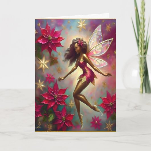 Christmas Fairy Collectie - Bruin Natuurlijk Haar Kaart (Voorkant)