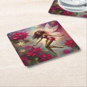 Christmas Fairy Collectie - Bruin Natuurlijk Haar Kartonnen Onderzetters (Schuin)