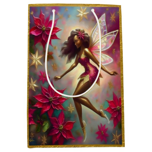 Christmas Fairy Collectie - Bruin Natuurlijk Haar Medium Cadeauzakje (Voorkant)