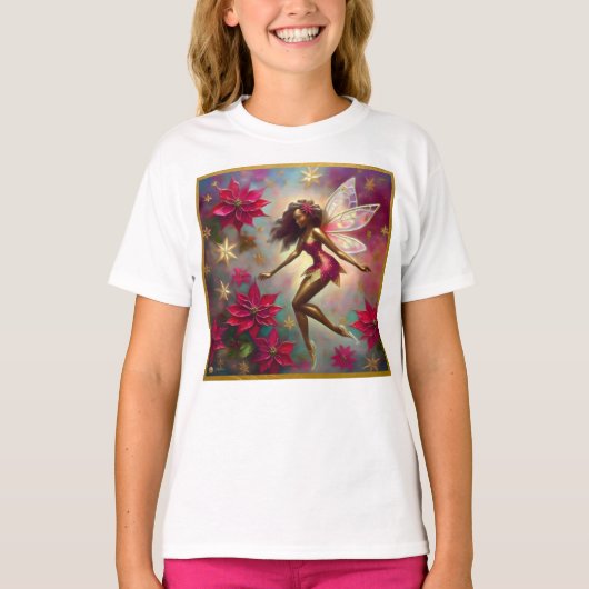 Christmas Fairy Collectie - Bruin Natuurlijk Haar T-shirt (Voorkant)