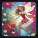 Christmas Fairy Collectie - Copper Ginger Hair Vierkante Sticker<br><div class="desc">Een Collectie kerstfeeën in verschillende haar- en huidskleuren.</div>