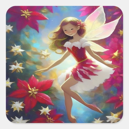Christmas Fairy Collectie - Copper Ginger Hair Vierkante Sticker (Voorkant)