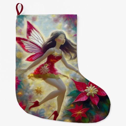 Christmas Fairy Collectie - Donkerbruin haar Grote Kerstsok (Voorkant)