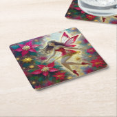 Christmas Fairy Collectie - Donkerbruin haar Kartonnen Onderzetters (Schuin)