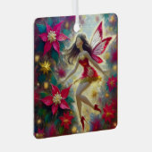 Christmas Fairy Collectie - Donkerbruin haar Metalen Ornament (Voorkant Rechts)