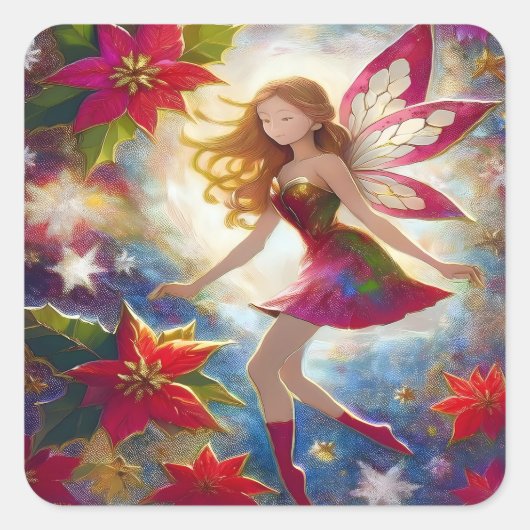 Christmas Fairy Collectie - Ginger Hair Vierkante Sticker (Voorkant)