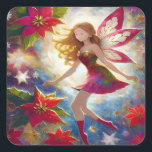 Christmas Fairy Collectie - Ginger Hair Vierkante Sticker<br><div class="desc">Een Collectie kerstfeeën in verschillende haar- en huidskleuren.</div>