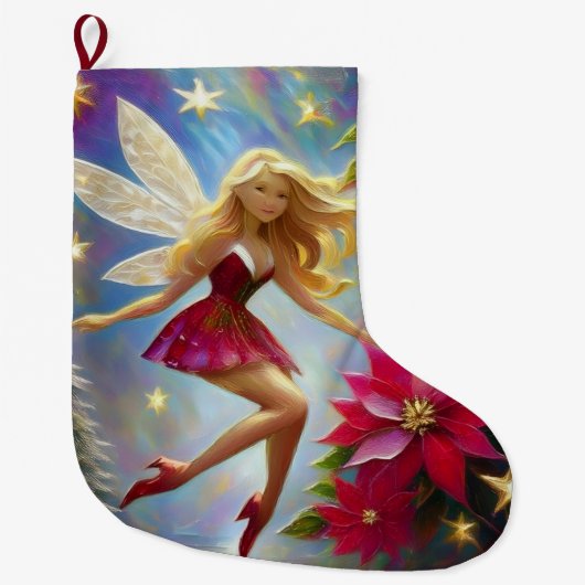 Christmas Fairy Collectie - Honing Blond Haar Grote Kerstsok (Voorkant)