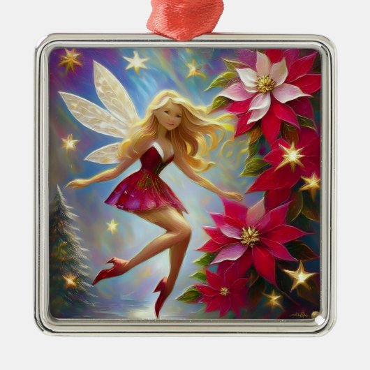 Christmas Fairy Collectie - Honing Blond Haar Metalen Ornament (Voorkant)