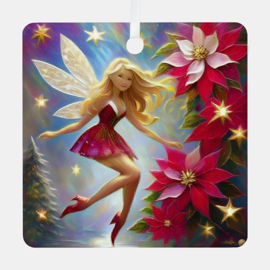 Christmas Fairy Collectie - Honing Blond Haar Metalen Ornament (Voorkant)
