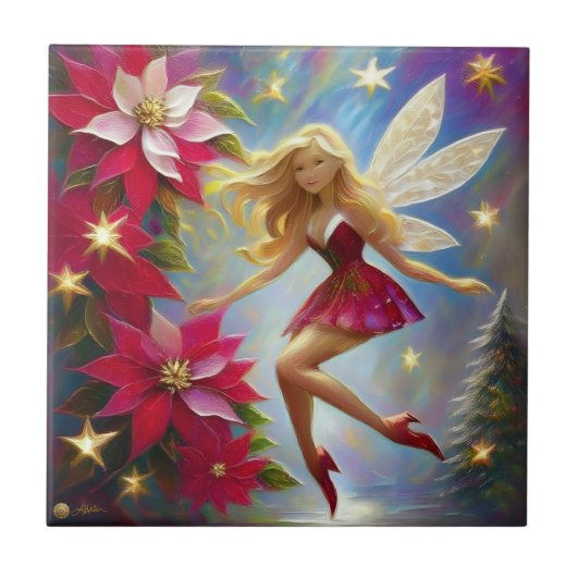 Christmas Fairy Collectie - Honing Blond Haar Tegeltje (Voorkant)