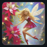 Christmas Fairy Collectie - Honing Blond Haar Vierkante Sticker<br><div class="desc">Een Collectie kerstfeeën in verschillende haar- en huidskleuren.</div>