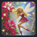 Christmas Fairy Collectie - Honing Blond Haar Vierkante Sticker<br><div class="desc">Een Collectie kerstfeeën in verschillende haar- en huidskleuren.</div>