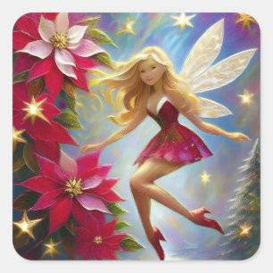 Christmas Fairy Collectie - Honing Blond Haar Vierkante Sticker
