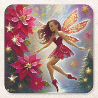 Christmas Fairy Collectie - Licht Auburn Haar Kartonnen Onderzetters