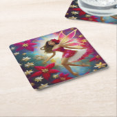 Christmas Fairy Collectie - Lichtbruin Haar Kartonnen Onderzetters (Schuin)