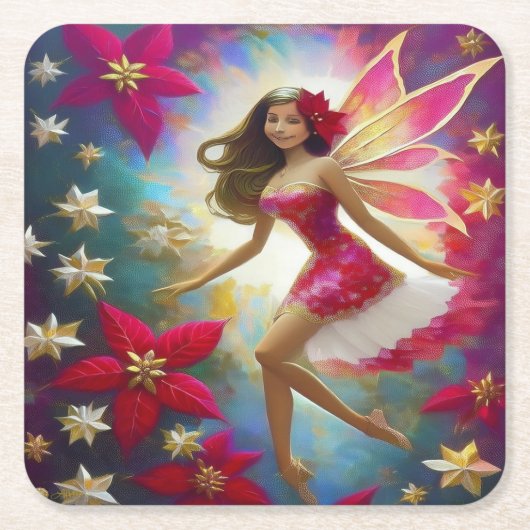 Christmas Fairy Collectie - Lichtbruin Haar Kartonnen Onderzetters (Voorkant)