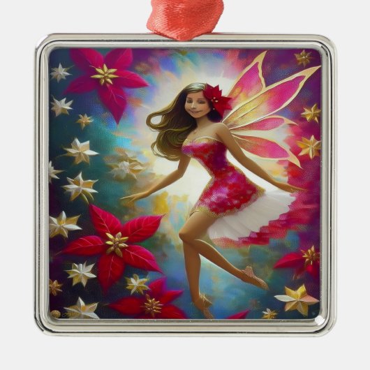 Christmas Fairy Collectie - Lichtbruin Haar Metalen Ornament (Voorkant)