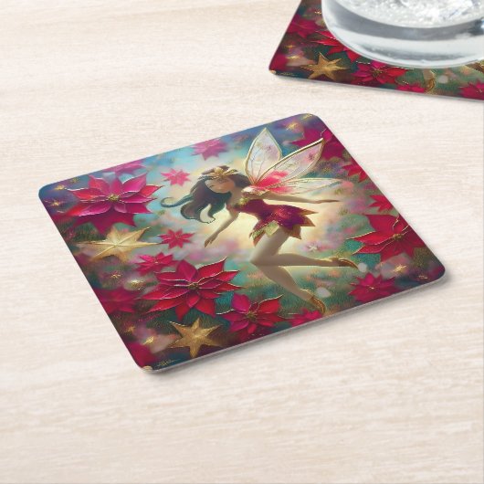 Christmas Fairy Collectie - Medium bruin haar Kartonnen Onderzetters (Schuin)