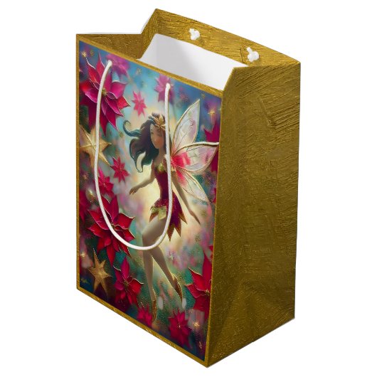 Christmas Fairy Collectie - Medium bruin haar Medium Cadeauzakje (Achterkant Gekanteld)