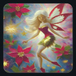 Christmas Fairy Collectie - Platinum Blond Haar Vierkante Sticker<br><div class="desc">Een Collectie kerstfeeën in verschillende haar- en huidskleuren.</div>