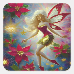Christmas Fairy Collectie - Platinum Blond Haar Vierkante Sticker