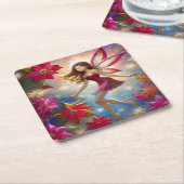 Christmas Fairy Collectie - Roodbruin haar Kartonnen Onderzetters (Schuin)
