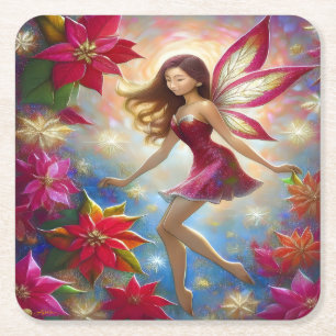 Christmas Fairy Collectie - Roodbruin haar Kartonnen Onderzetters