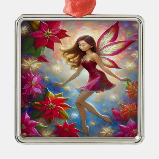 Christmas Fairy Collectie - Roodbruin haar Metalen Ornament (Voorkant)