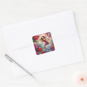 Christmas Fairy Collectie - Roodbruin haar Vierkante Sticker (Envelop)