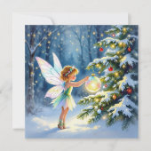 Christmas Fairy Decorating a Christmas Tree  Kaart (Voorkant)