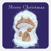 Christmas fairy house vierkante sticker (Voorkant)