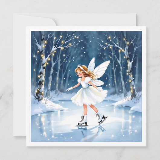 Christmas Fairy Ice Skating in an Enchanted Forest Kaart (Voorkant)