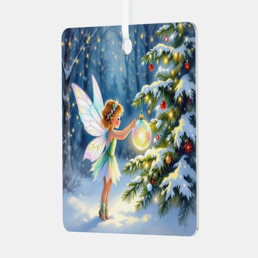 Christmas Fairy in an Enchanted Forest Metalen Ornament (Voorkant links)