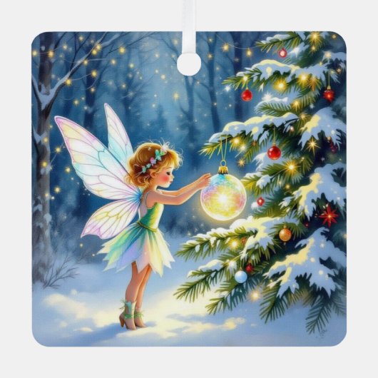 Christmas Fairy in an Enchanted Forest Metalen Ornament (Voorkant)