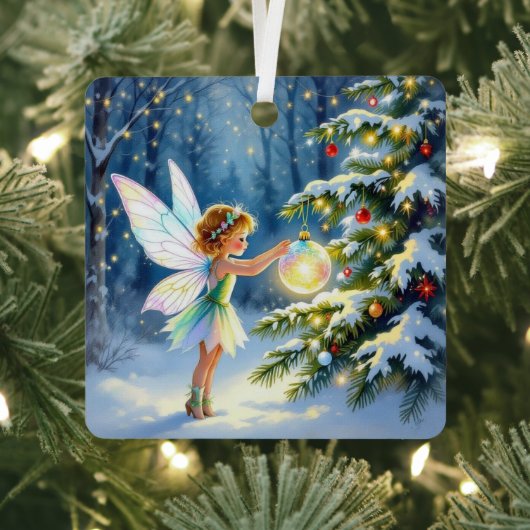 Christmas Fairy in an Enchanted Forest Metalen Ornament (Insitu)