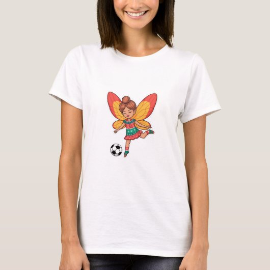 Christmas Fairy Playing Soccer T-shirt (Voorkant)