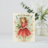 Christmas Fairy Watercolor Art Feestdagenkaart (Staand voorkant)