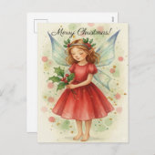 Christmas Fairy Watercolor Art Feestdagenkaart (Voorkant / Achterkant)