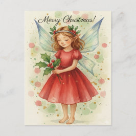 Christmas Fairy Watercolor Art Feestdagenkaart