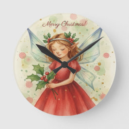 Christmas Fairy Watercolor Art Holiday Ronde Klok