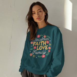 Christmas Faith Love Familie Bos Groen Schattige Trui