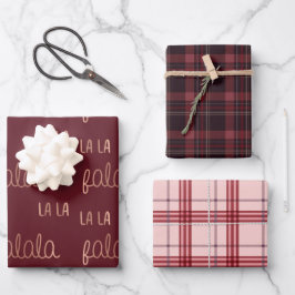 Christmas Falala lala Plaid set Inpakpapier Vel