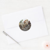 Christmas Family Fotoscript Modern Ronde Sticker (Envelop)